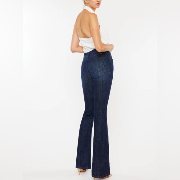 NWT KanCan Celestine Dark Wash Mid Rise Flare Jeans Boho Hippie Y2K Sz 31 Long - Picture 5 of 11